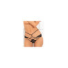 Tanga noir ouvert à l'entre-jambes ornements croisés et dentelle 